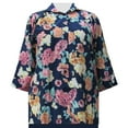 thumbnail image 1 of A Personal Touch Women's Plus Size 3/4 Sleeve Button-Up Blouse - Blue Painted Floral - 0X, 1 of 3