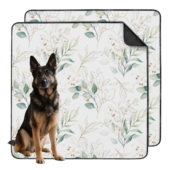 Floral Design Washable Dog Pads 2-Pack 48x48 Inch Reusable Potty Training Mats, Highly Absorbent Puppy Floor Protection for Large Crate Use