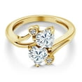 thumbnail image 3 of Gem Stone King 18K Yellow Gold Plated Silver White Moissanite and White Lab Grown Diamond Ring for Women (1.63 Cttw, Heart Shape 6MM, Gemstone Birthstone, Available in Size 5, 6, 7, 8, 9), 3 of 6