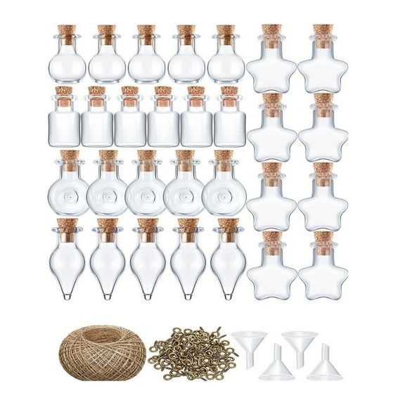 AOOOWER Decorative Mini Glass Container for Collect Wishing and Adorning Interior Glass Bottles Jars with Cork Stoppers Set