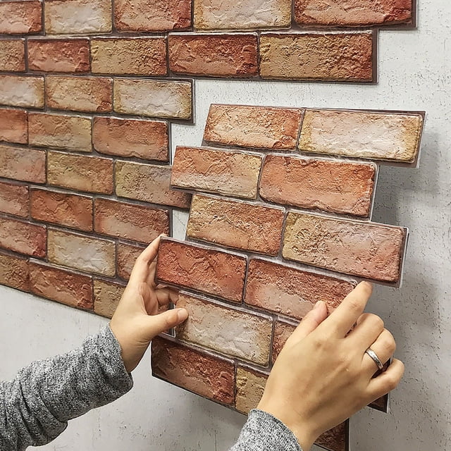 Pegatinas de pared 3D Pegatinas de faldón de pared Autoadhesivas Ladrillo Impermeable y a prueba de humedad Papel pintado Renovación
