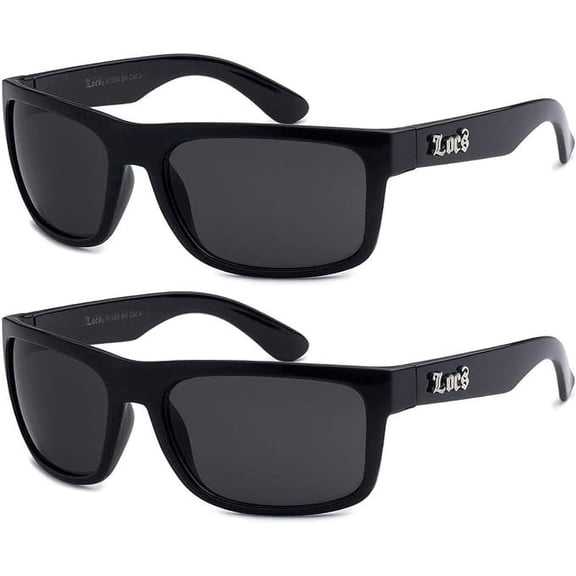 Locs 2 Pack 91063 CREEPER Sunglasses | Shiny BLACK Lot Gangster Cholo Designer Shades FREE SHIPPING