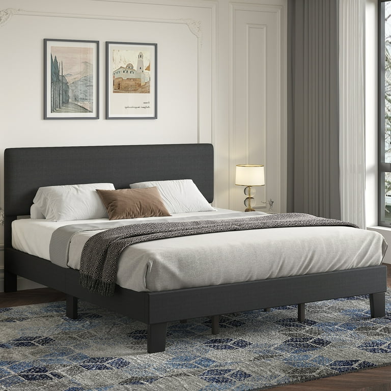 Lifezone King Size Dark Gray Bed Frame with Adjustable