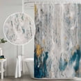 thumbnail image 5 of Teal Gray Gold Shower Curtain, Waterproof Shower Curtains for Bathroom, Modern Minimalist Abstract Gradient Art Washable Fabric Bathtub Curtain Set Bath Decor with 12 Hooks Stall 36"x72", 5 of 8