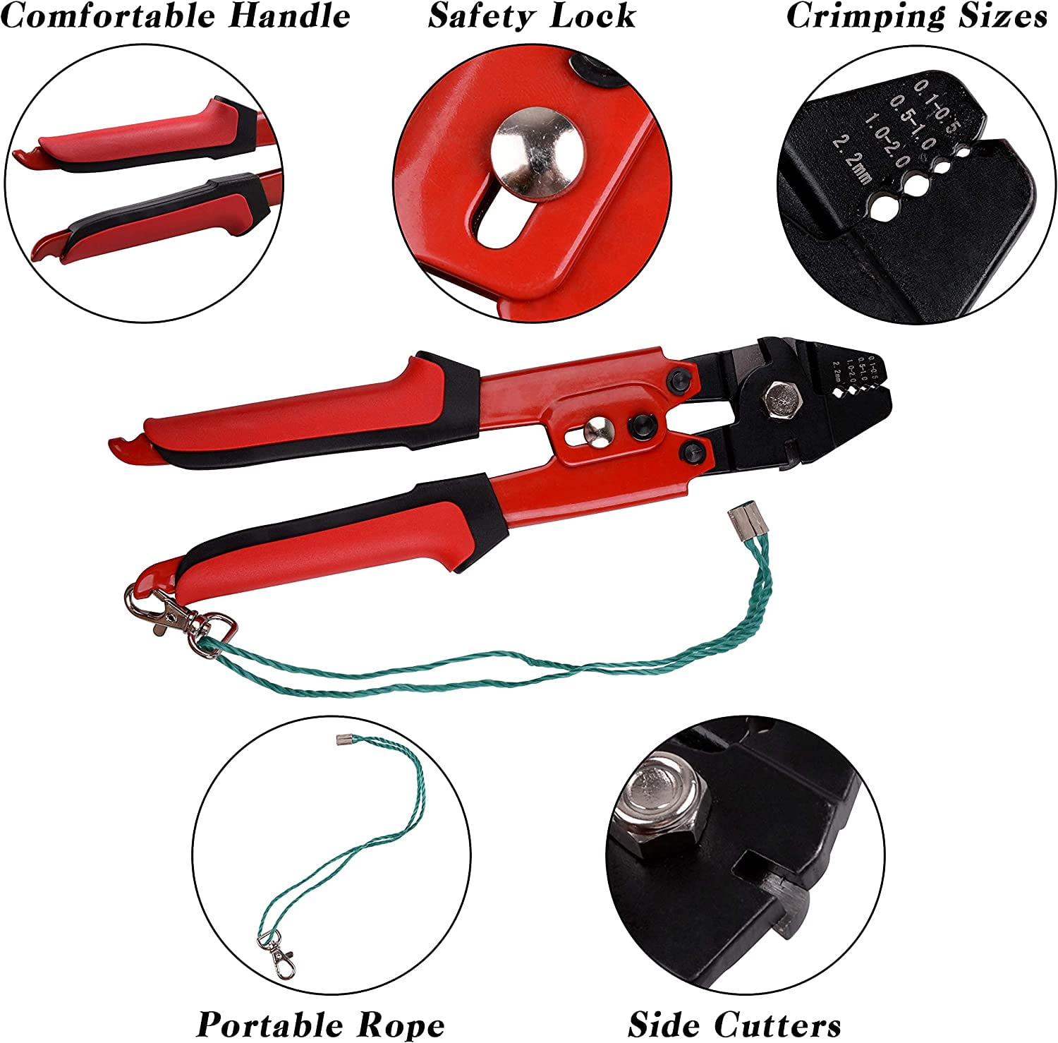 Fishing Crimping Tool Kit Fishing Crimping Pliers with 500pcs Crimp Sleeves Fishing Beads Fishing Pliers Wire Rope Leader Crimping Tool Aluminum Copper Loop Sleeves