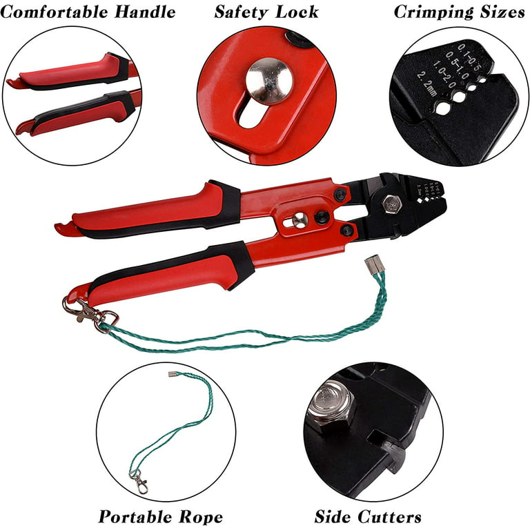 Fishing Crimping Tool Kit Fishing Crimping Pliers with 500pcs Crimp Sleeves  Fishing Beads Fishing Pliers Wire Rope Leader Crimping Tool Aluminum Copper  Loop Sleeves 