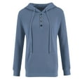 thumbnail image 2 of Women's Hoodies & Sweatshirts Spring And Autumn Sweatshirt With Buttons,Blue Women's Hoodies & Sweatshirts XL, 2 of 7