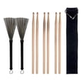thumbnail image 4 of Baquetas de Bambú + Cepillos de Alambre Retráctil + Cepillos de Tambor de Varillas + Bolsa de Almacenaje Piezas de Reemplazo para Marimba - CUTICAT Baquetas para batería 5A Hard Maple, 4 of 8
