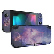 eXtremeRate Back Plate for Nintendo Switch Console, NS Joycon Handheld Controller Housing with Full Set Buttons, DIY Replacement Shell for Nintendo Switch - Nubula Galaxy