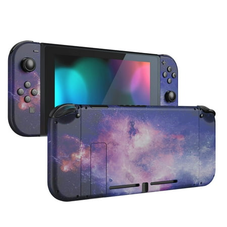 eXtremeRate Back Plate for Nintendo Switch Console, NS Joycon Handheld Controller Housing with Full Set Buttons, DIY Replacement Shell for Nintendo Switch - Nubula Galaxy