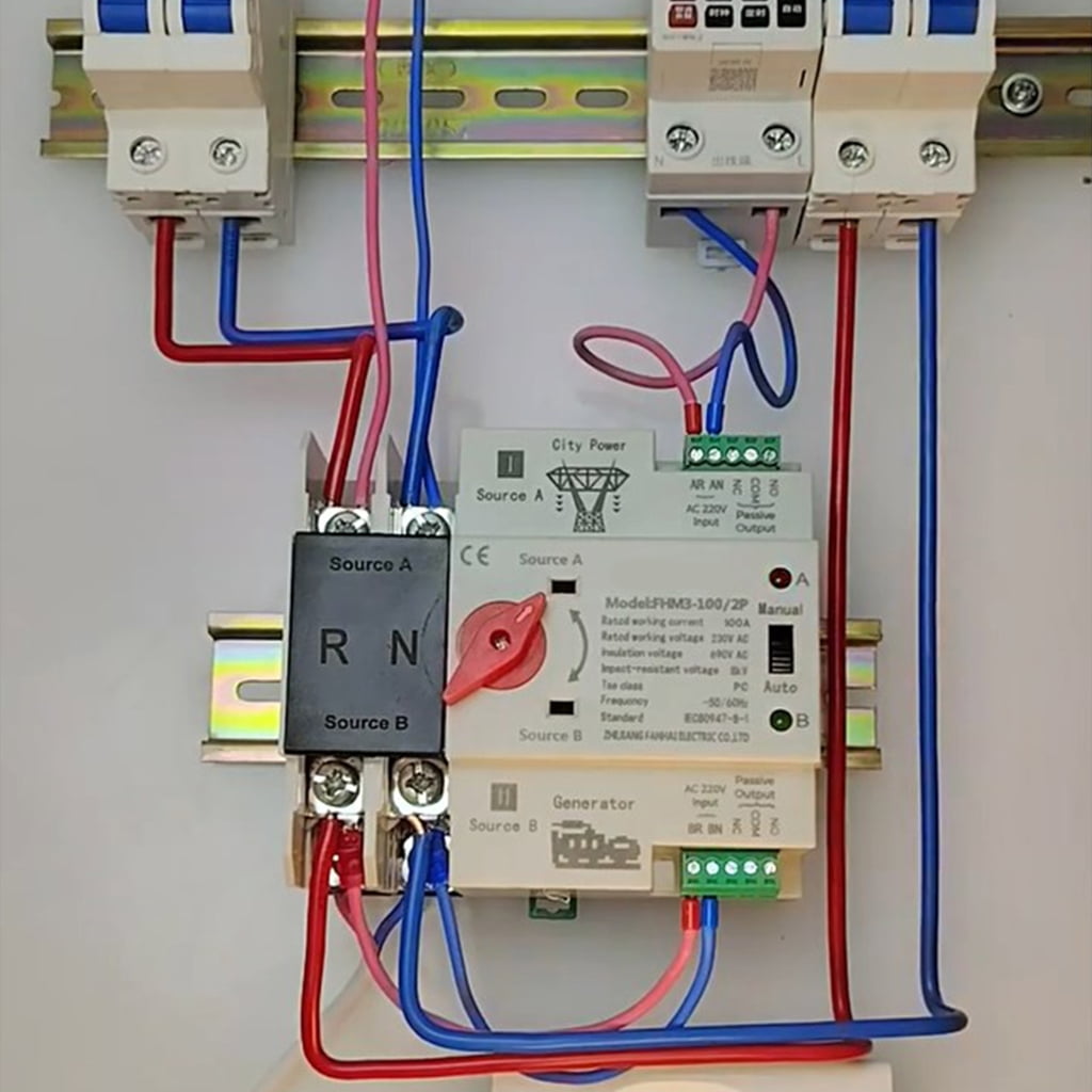 2P 100A Automatic Transfer Switches Din Rail Mounted Double Power Switches