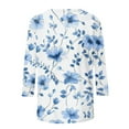 thumbnail image 2 of Nrmvnmi Womens 3/4 Length Sleeve Cotton Tops Casual Floral Print Round Neck Tie Dye Summer/Fall Tops Loose Fit Elastic and Lightweight Blouse For Women, 2 of 6