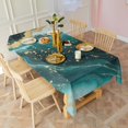 thumbnail image 3 of Teal Gold Marble Pattern Rectangle Tablecloth 60"x120",Waterproof Polyester Rectangle Table Cloth, Wipeable Spillproof Polyester Tablecloth for Dining, Camping, Indoor and Outdoor, 3 of 6