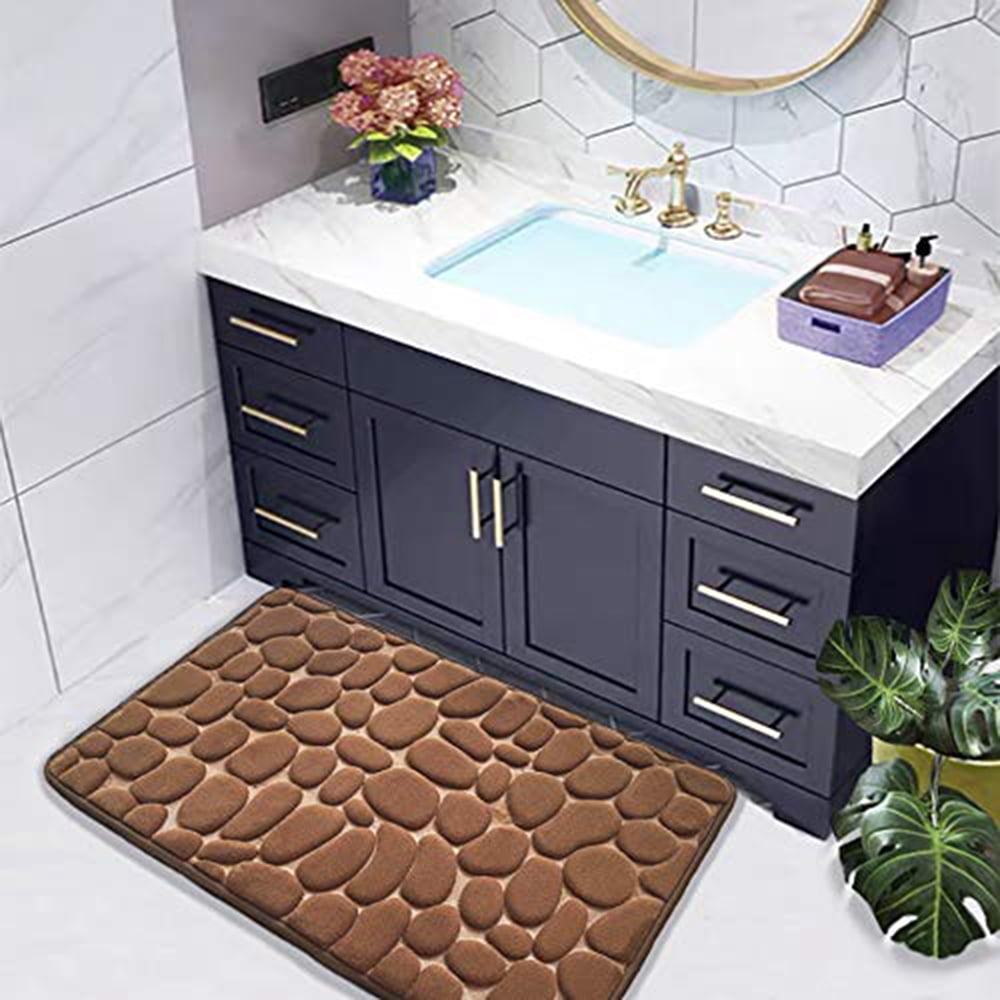 Black Bathroom Rugs Memory Foam Bath Mats for Bathroom Floor Mats  Cobblestone Non-Slip Bath Rug Water Absorbent Indoor Door Mat Outdoor  Kitchen Rug