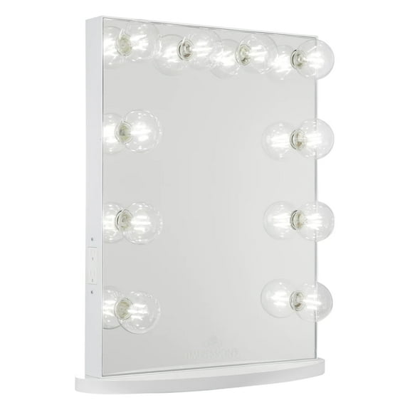 Impressions Vanity Hollywood Glow Lite Lighted Vanity Mirror, Tabletop or Wall Mounted Makeup Mirror (White)