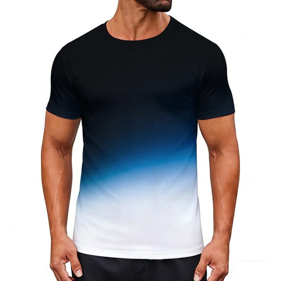 cocolona Mens and Womens Short Sleeve T Shirts Summer Fashion Casual Loose Gradient Crew Neck Tops Vintage Tees