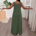 thumbnail image 5 of NTACZA Dresses for Women Trendy Plus Size Maxi Solid Shift Loose Crew Neck Green, 5 of 6