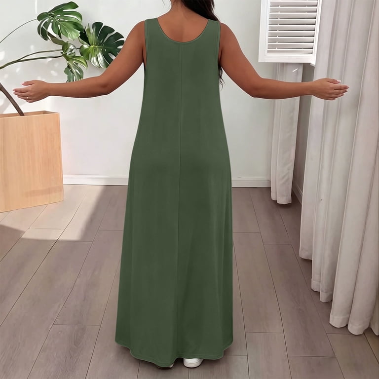 olive green tank maxi dress Juniors SO Tank Tiered Long Maxi Dress M Rayon Spandex OLIVE GREEN SZ LARGE