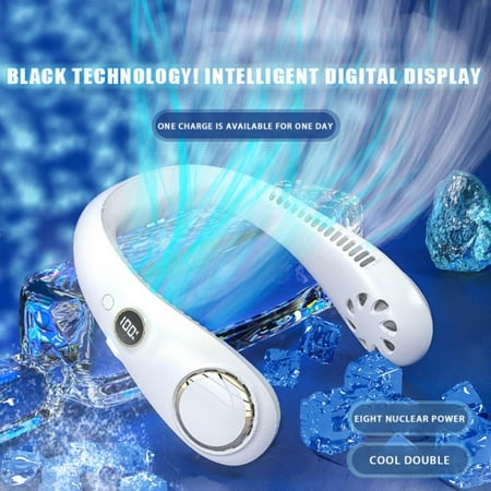 

Bladeless Neck Fan Wearable Personal Fan Battery Operated Portable Fan Hands Free Headphone Design for Travel Hiking Outdoors