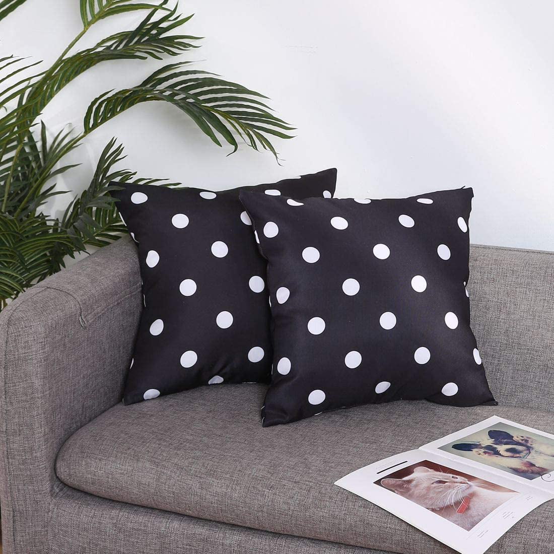 Couch Black Polka Dot Living Room 18X18 Inches Patio Poise3EHome Outdoor Throw Pillow Covers Set of 2 Waterproof Decorative Pillow Covers for Halloween Spring Summer