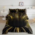 thumbnail image 3 of Black Light Yellow Bed in a Bag Queen Comforter Set 7 Piece,3D Black Hole Abstract Geometric Bedding Sets,Modern&nbsp;Striped Circle Swirl Sheet Set with Comforter,Geometry Stripes&nbsp;Line Bed Set, 3 of 6