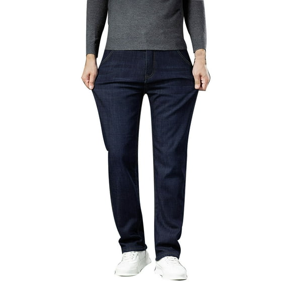 WEAIXIMIUNG Long Sweatpants for Men Tall Men's Winter Outdoor Fashionable Slim Fit Velvet Jeans
