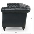 thumbnail image 4 of 3 Seater Sofa Couch, 84" PU Rolled Arm Three Seater Sofa Button Tufted Couch with Channel Tufted Seat Back, Upholstered Leather Sofa Chesterfield PU Faux Settee for Living Room, Black, 4 of 7