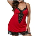 thumbnail image 4 of FRSASU Plus size clearance Pajamas Women Plue Size Lace Underwear Suspender Skirt Nightdress Red XXL, 4 of 5
