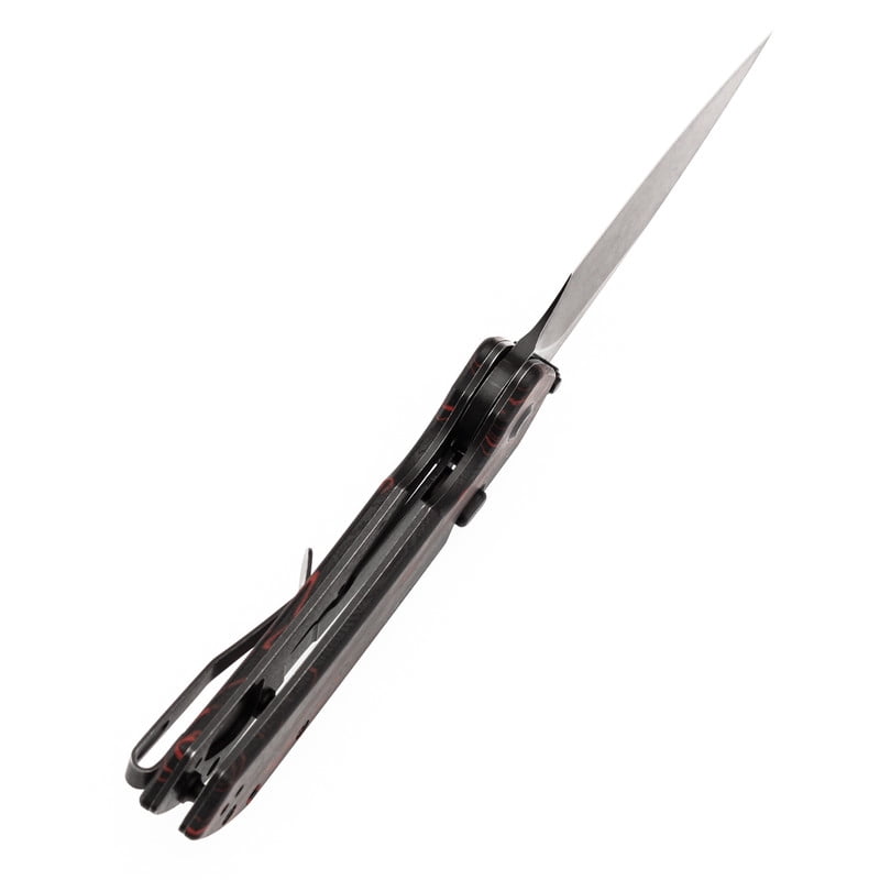 Tenable Fenrir Folding Pocket Knives 3.48“ Blackwashed Nitro-V Blade,Black & Red G-mascus Handle,B1034H2