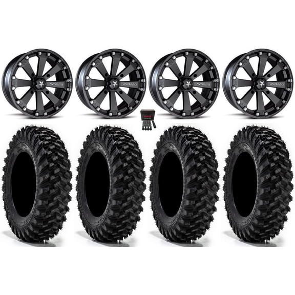 MSA Kore 14" Wheels Black 30" Warrior XT Tires Kawasaki Mule Pro FXT