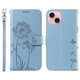 thumbnail image 1 of For iPhone 15 Leather Case Wallet Phone Cover Dandelion Imprint - Sky Blue, 1 of 5