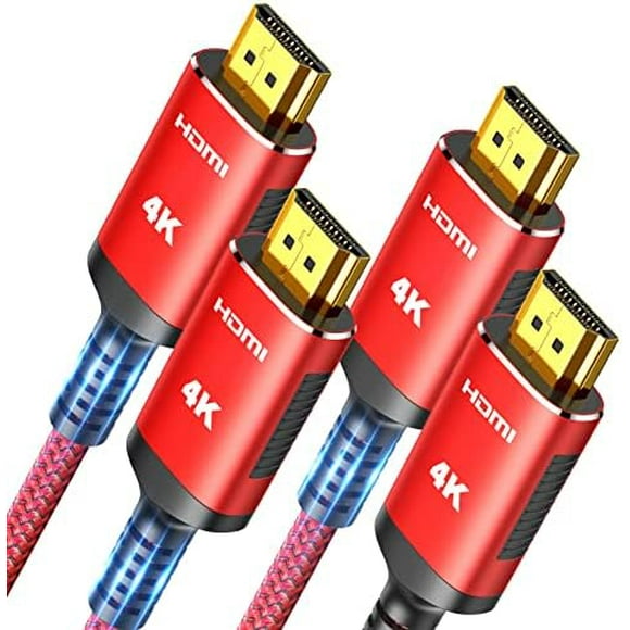 TianQi HDMI Cable 8K 6FT-2PACK, High Speed 48Gbps HDMI 2.0 Cable, HDR 3D 4K@60Hz 2160P 1080P HDCP 2.2 ARC Ethernet-Braided HDMI to HDMI Cord-Compatible with Fire TV, UHD TV, Monitor-Red Red 6 feet