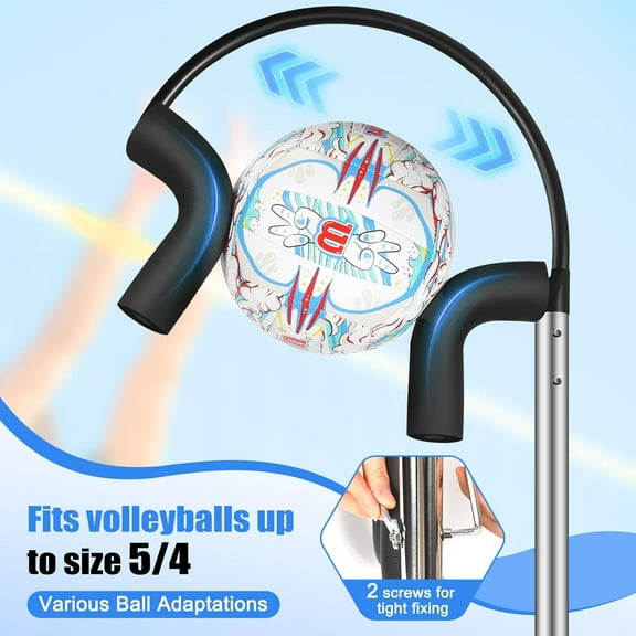 Adjustable Volleyball Spike Trainer with Double   - Black