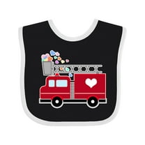 Inktastic Easter Red Firetruck with Pink Hearts Boys or Girls Baby Bib