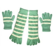 Peach Couture Winter Cozy Striped Fuzzy Toe Socks and Gloves Pack