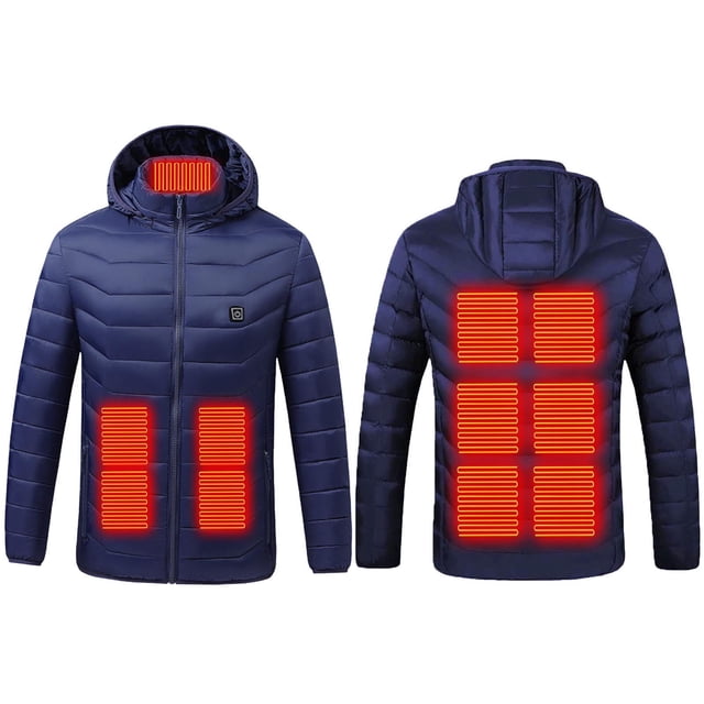 USB Intelligent Constant Temperature Heated Windproof Coat for Men and Women with 11 Heating Zones, Plus Size, Hooded Design for Winter