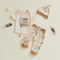 thumbnail image 2 of Xudanell Baby Girl Outfits Romper Shirt Tops Printed Pants Sets with Matching Hat Travel Outfit Khaki 3-6 Months, 2 of 8