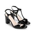 thumbnail image 3 of BLISSFUL STEP Open Toe T-Strap Block Heel Sandals for Women Black (Size 9.5), 3 of 7