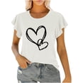 thumbnail image 1 of Timegard Top for Women Ruffle Short Sleeve Round Neck Valentine's Day Print Comfy Tee Shirts Summer Fashion, 1 of 3