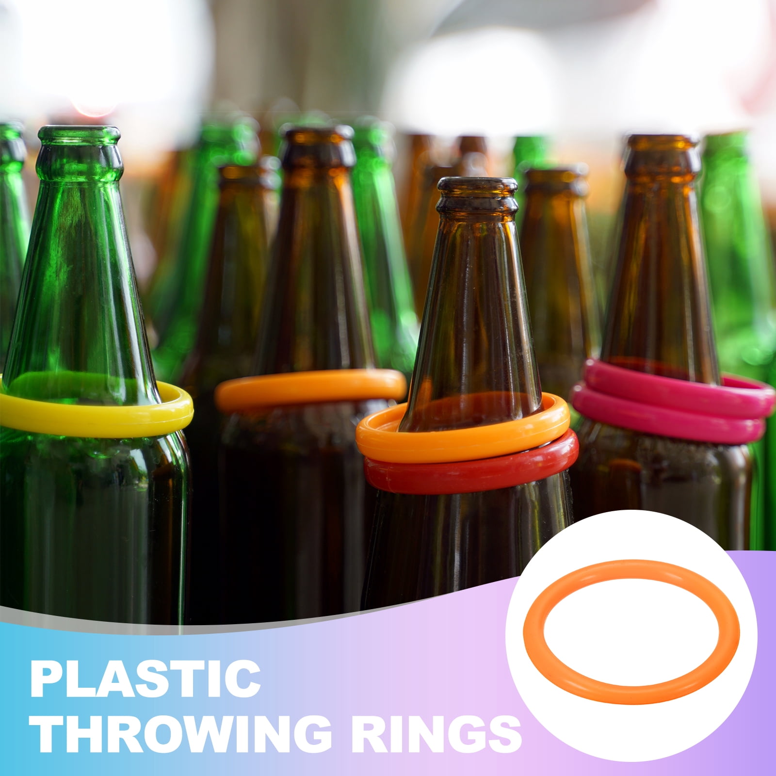 Uxcell Plastic Ring-Toss Rings for Bottles Carnival Rings Plastic Hoops for Speed and Agility Practice Outdoor Party Favor 2.8 Inch Orange