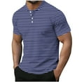 thumbnail image 3 of Goodtrade8 Mens Short Sleeve Shirts Button up Pullover Summer Casual Slim Fit Office Outdoor Striped T-Shirts for Men, 3 of 6