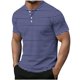 thumbnail image 2 of Blusas y camisas de manga corta y cuello redondo para hombre, blusa informal de poliéster de color liso con botones y cuello redondo a la moda para hombre., 2 of 5