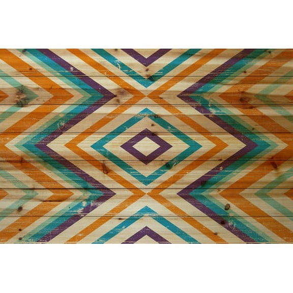 Marmont Hill - "Orange Lines" Painting Art Print On Natural Pine Wood, 36.0" x 1.5"