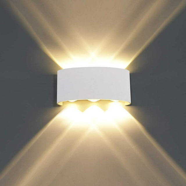 Lámpara de pared LED moderna Aplique de pared Arriba Abajo Impermeable Aluminio LED Arandela de pared Interior Exterior para baño Porche Dormitorio Pasillo Sala de estar Escalera, 6W Blanco cálido brillar Electrónica