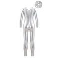 thumbnail image 2 of Aislor Kids Girls Metallic Shiny Long Sleeve Leotards Gymnastic Jumpsuit with Hair Scrunchie for Yoga Sports Dancewear A Silver 6, 2 of 7