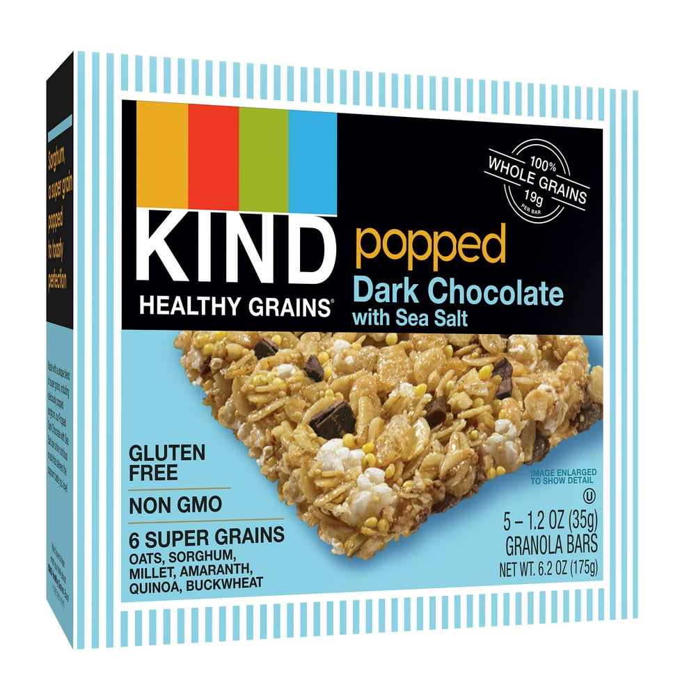 KIND Healthy Grains Granola Bar, Popped Dark Chocolate with Sea Salt, 1