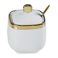 thumbnail image 1 of HLONK Ceramic Sugar Bowl Container with Lid and Spoon Spice Seasoning Box Ceramic Condiment Pot Condiment Jar for Counter White, 1 of 6