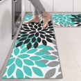 thumbnail image 2 of Kitchen Rugs Sets Of 2,Black Turquoise and Gray Floral Pattern Anti Fatigue Kitchen Mat Rugs Non Slip Washable,Decorative Kitchen Floor Mats for Kitchen,Sink,Laundry,17"X47", 2 of 5