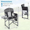 thumbnail image 3 of Gymax Folding Camping Chair Oversized Padded Portable Directors Chair w/ Side Table Black & Gray, 3 of 7