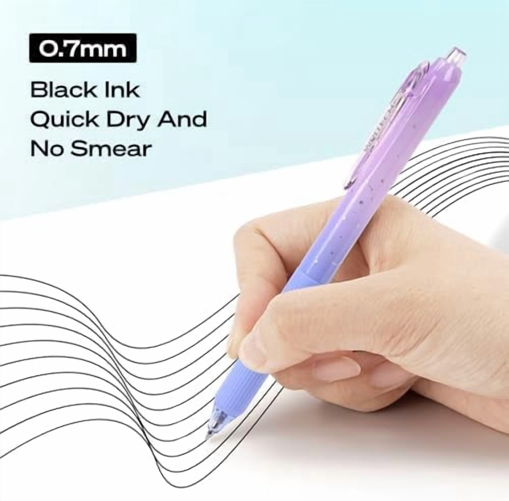 Gel Pens Fine Point: Nebula Pen Set 0.7mm Black Ink Retractable 6ct Smooth Writing with Aesthetic Gradient Color Barrel for Journaling Note Taking Silent Click No Smear